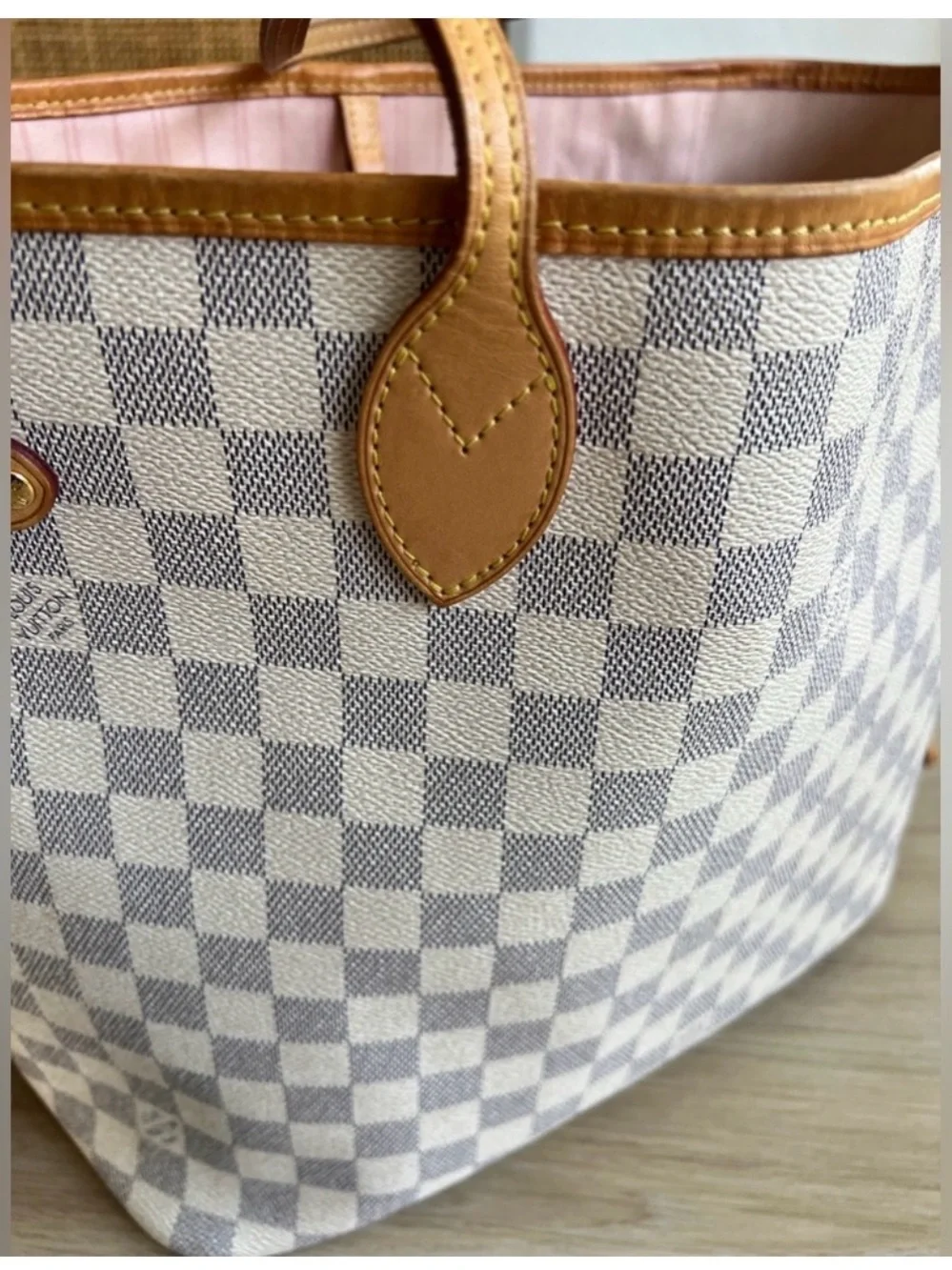 Louis Vuitton Neverfull MM Damier Azur + Rose Ballerine